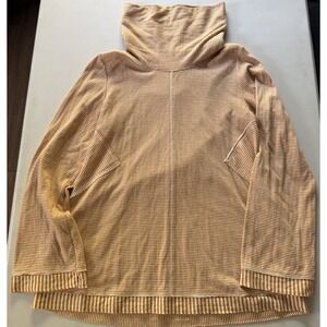 Maeve Anthropologie Tal Tunic Womens S Yellow Striped Cowl Neck Oversized